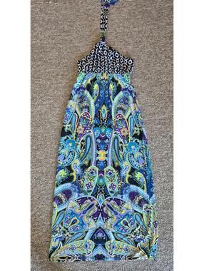 Snap Women's Medium Halter Maxi Dress with Mixed Prints